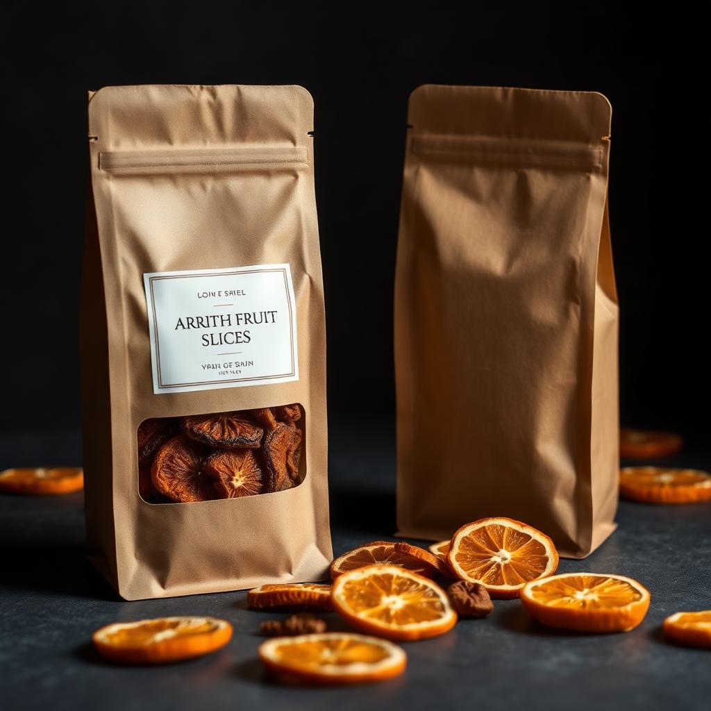 Embalagem premium kraft com frutas desidratadas